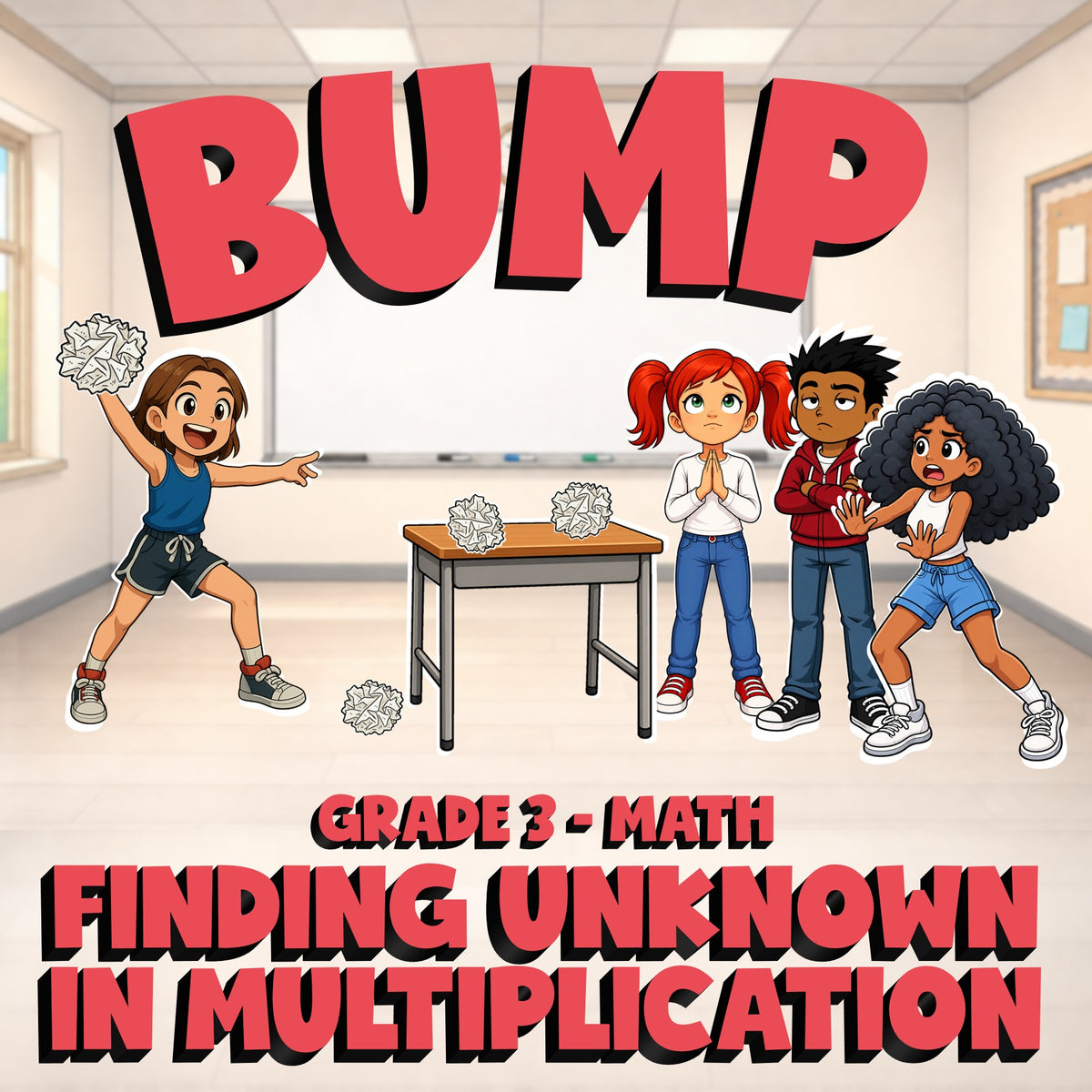 Finding Unknown in Multiplication BUMP Math Game - No Prep Grade 3 Review