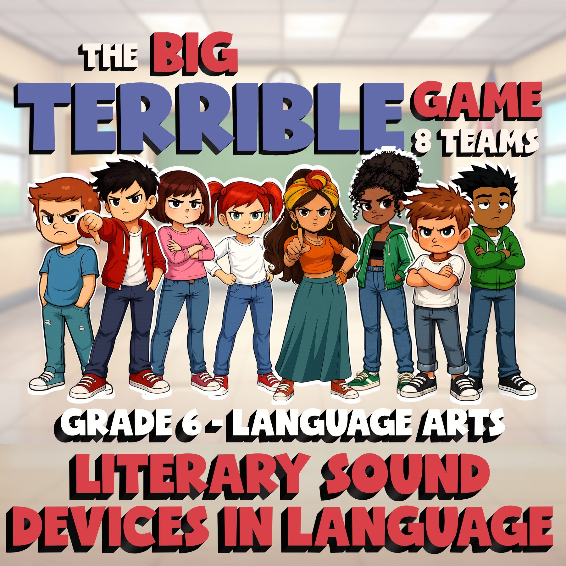 Literary Sound Devices in Language BIG TERRIBLE GAME - Grade 6 ELA Review