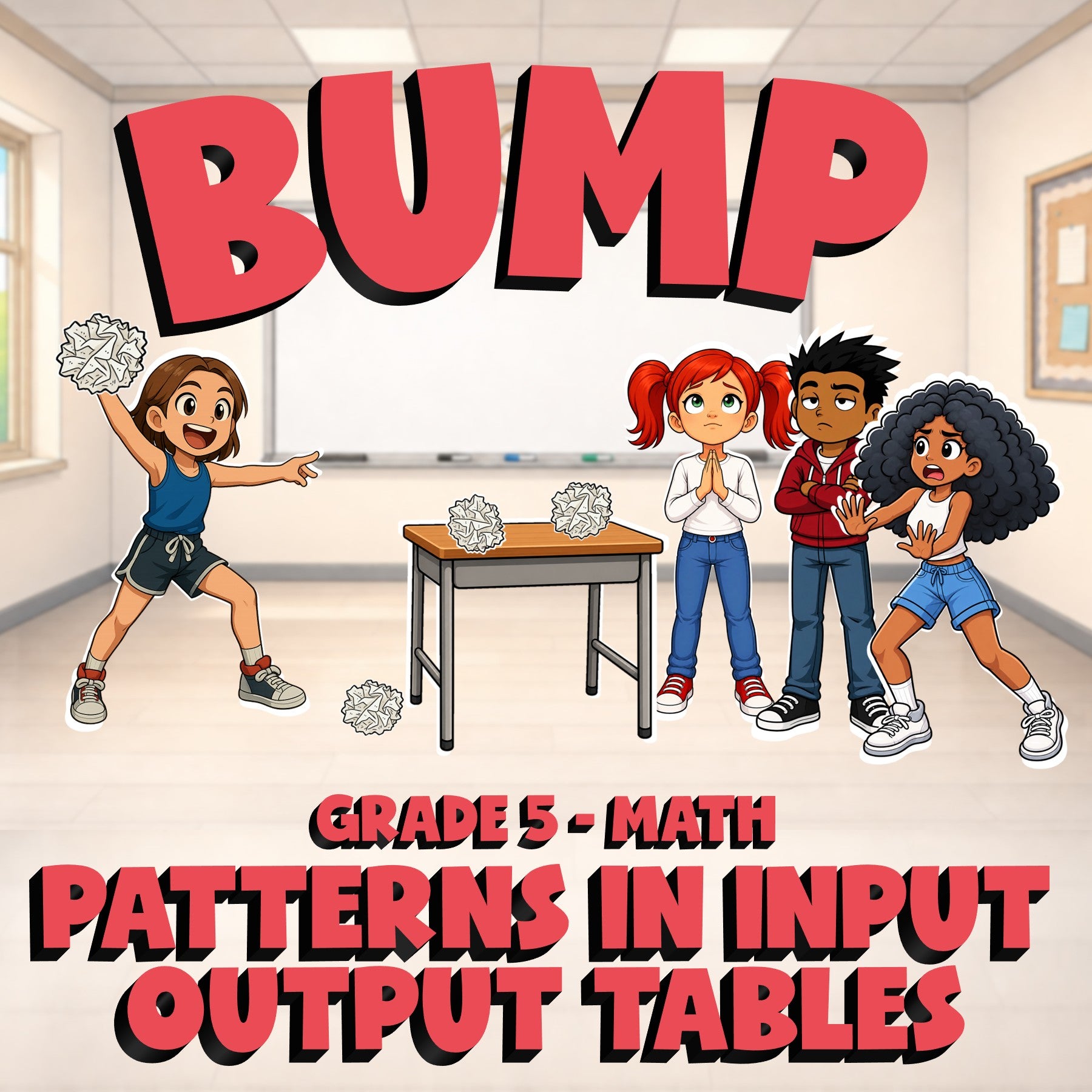 Patterns in Input Output Tables BUMP Math Game - No Prep Grade 5 Review Activity