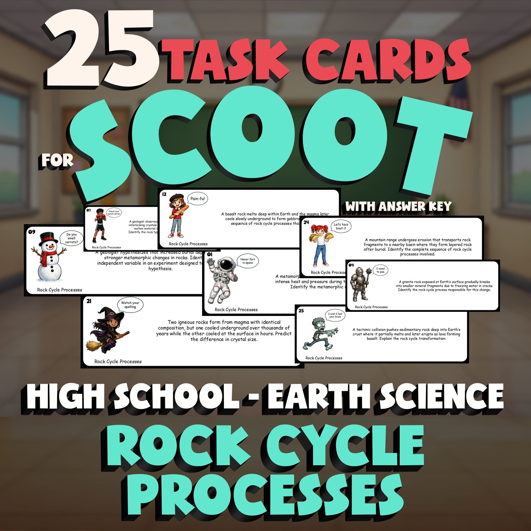 Rock Cycle Processes SCOOT TASK CARDS Game - No Prep Earth Science Review