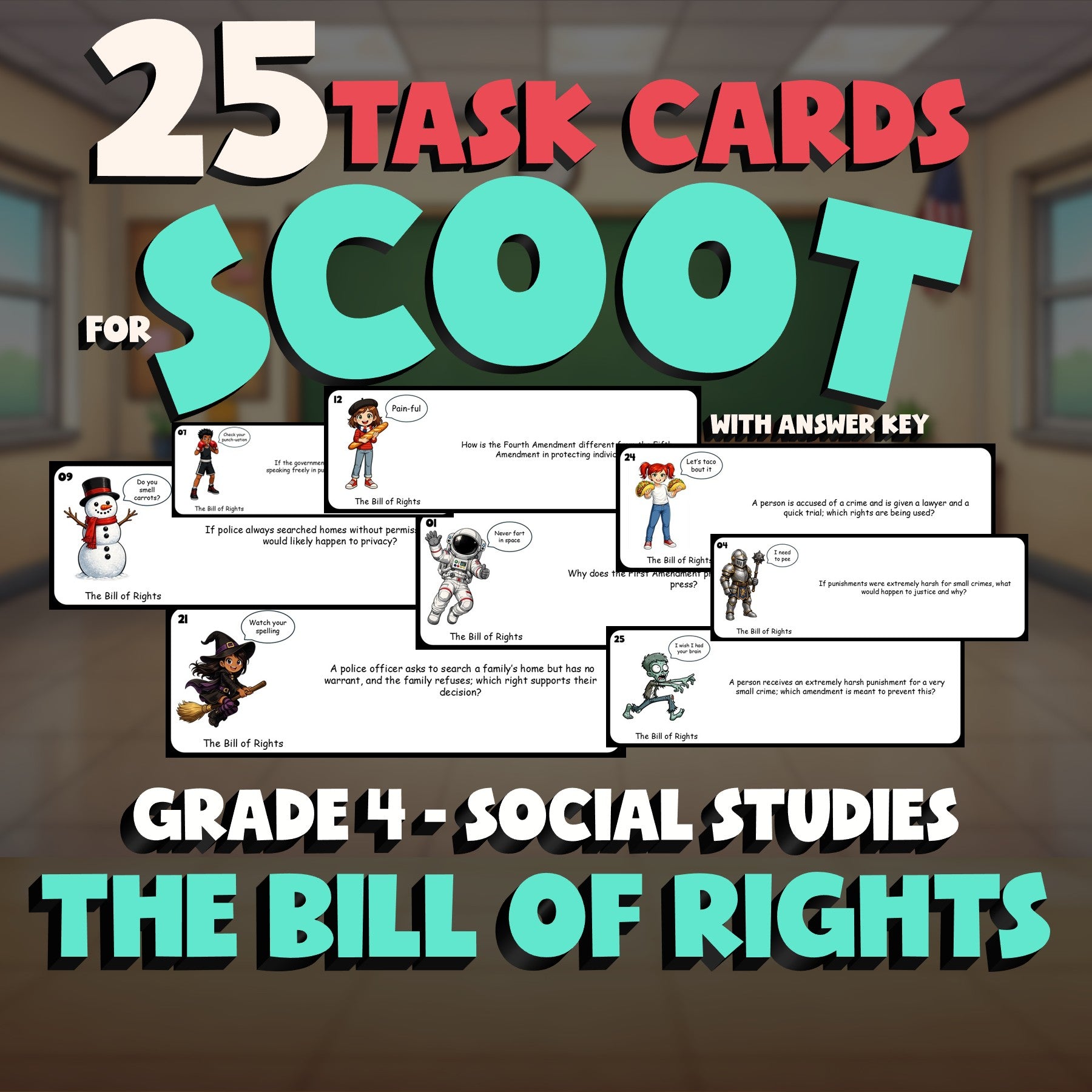 The Bill of Rights SCOOT TASK CARDS Socials Game - No Prep Grade 4 Review
