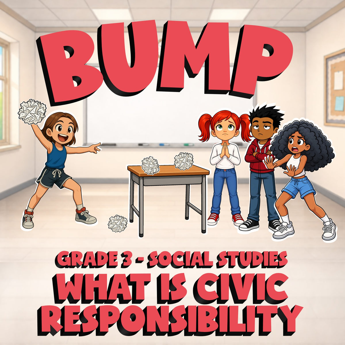 What Is Civic Responsibility BUMP Socials Game - No Prep Grade 3 Review Activity