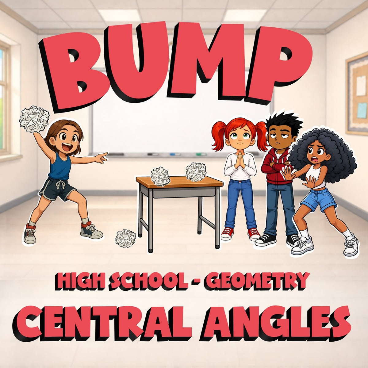 Central Angles BUMP Math Game - No Prep Geometry Review Activity