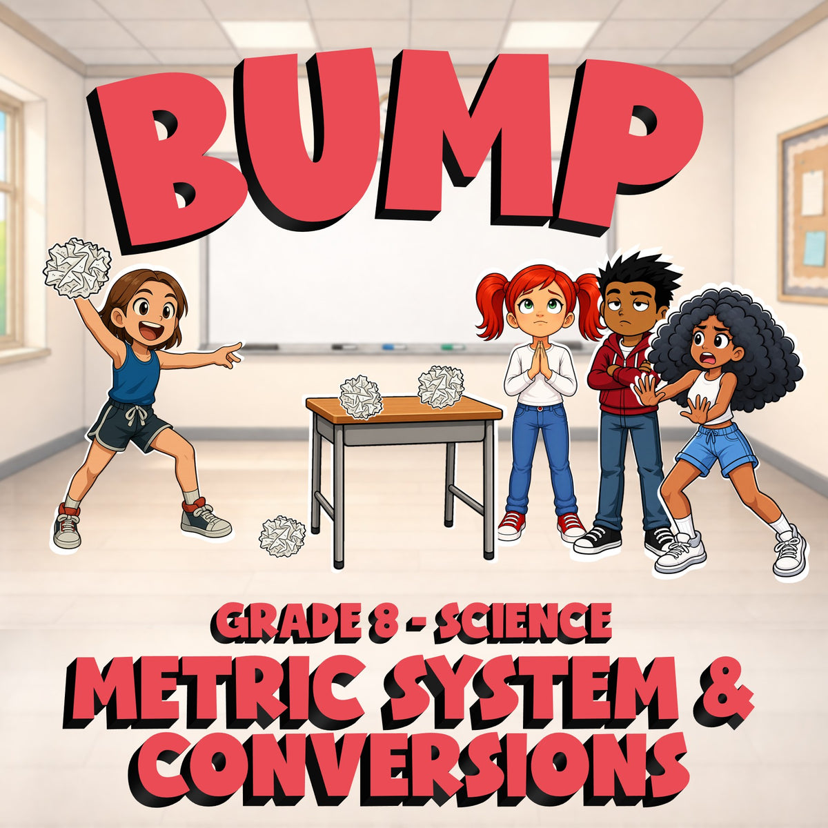 Metric System & Conversions BUMP Science Game - No Prep Grade 8 Review Activity