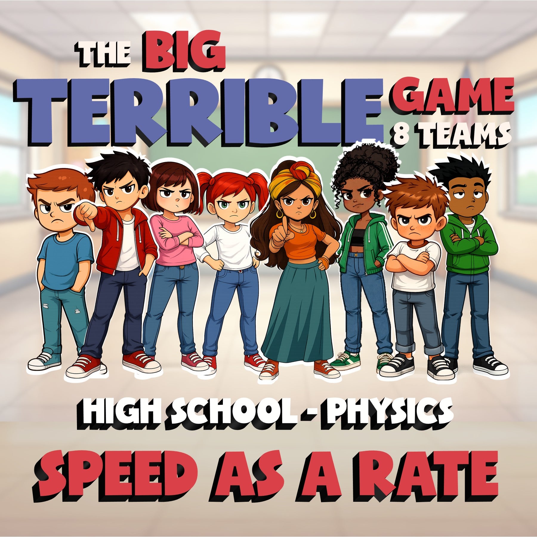 Speed as a Rate BIG TERRIBLE GAME - No Prep Physics Science Review Activity