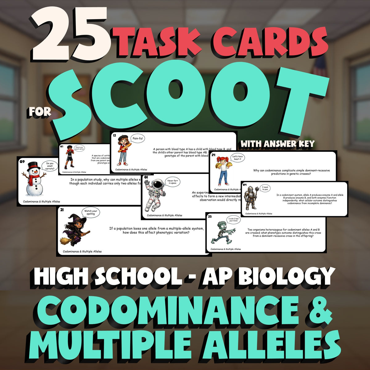 Codominance & Multiple Alleles SCOOT TASK CARDS Science Game - AP Biology
