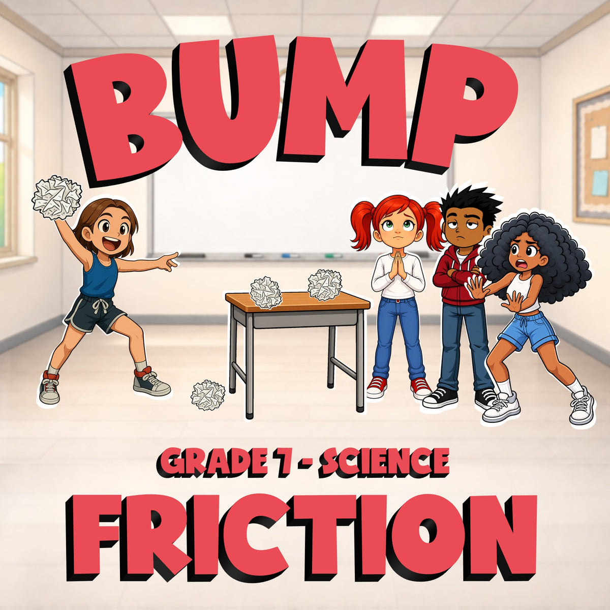 Friction BUMP Science Game - No Prep Grade 7 Review Activity
