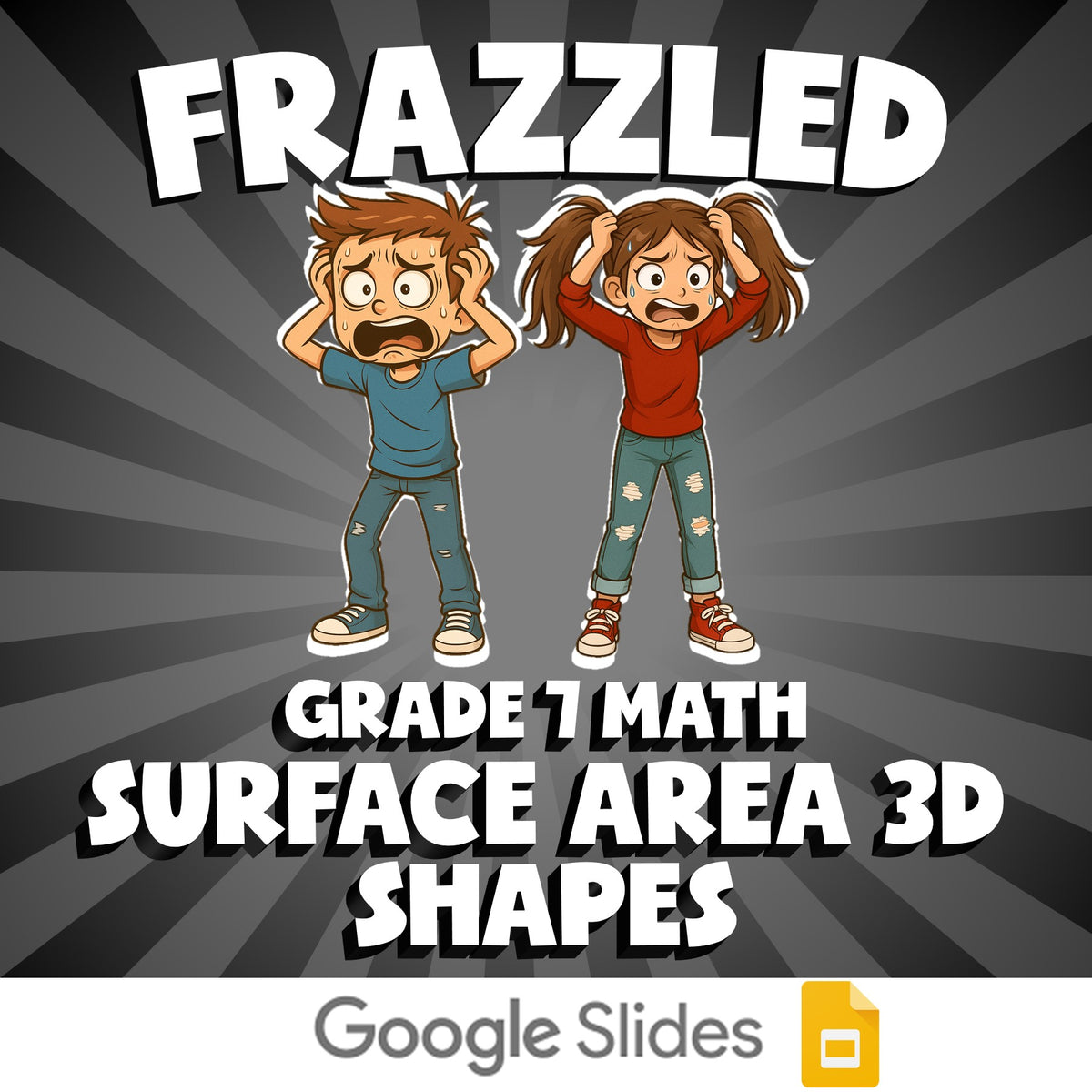 Surface Area 3D Shapes FRAZZLED Math Game - No Prep Grade 7 Review Activity