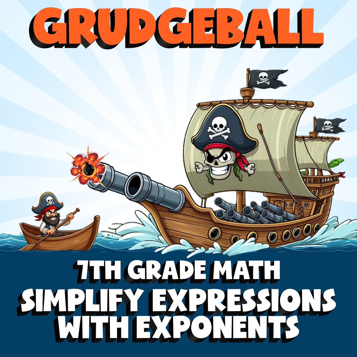 Simplify Expressions with Exponents GRUDGEBALL Math Game - No Prep Grade 7