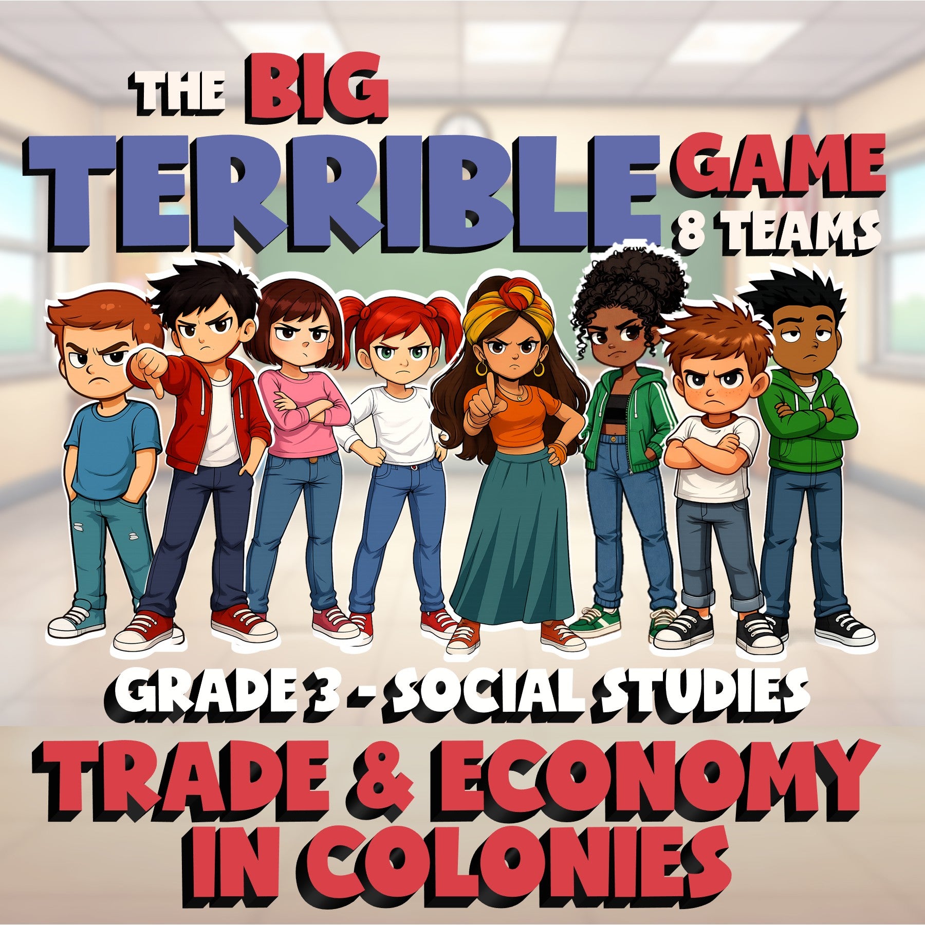 Trade & Economy in Colonies BIG TERRIBLE GAME - No Prep Grade 3 Socials Review