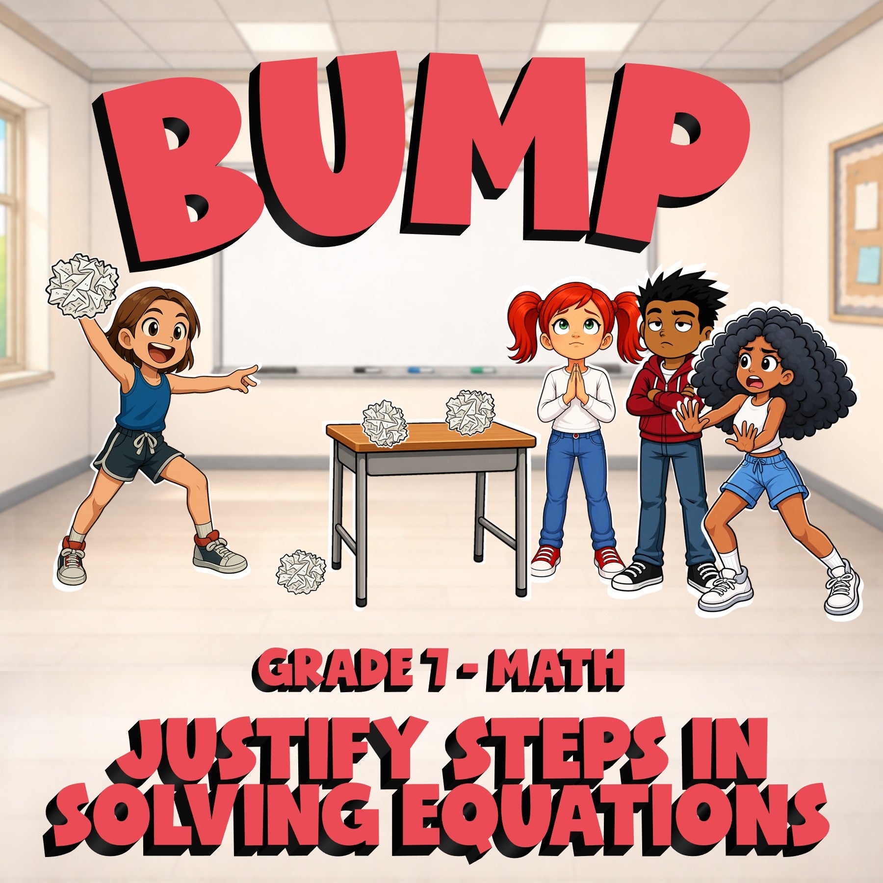 Justify Steps in Solving Equations BUMP Math Game - No Prep Grade 7 Review
