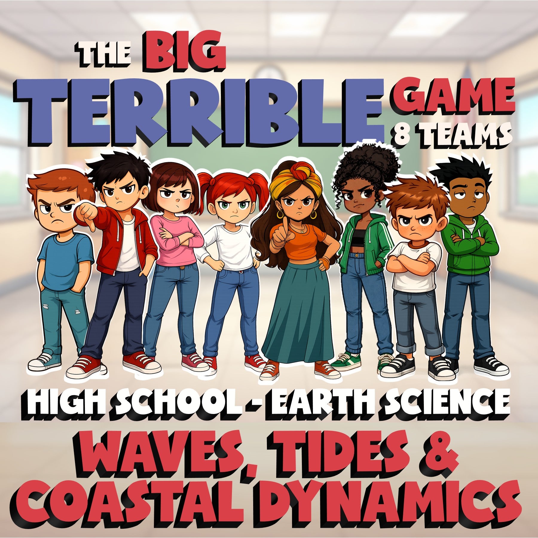 Waves, Tides & Coastal Dynamics BIG TERRIBLE GAME - No Prep Earth Science Review