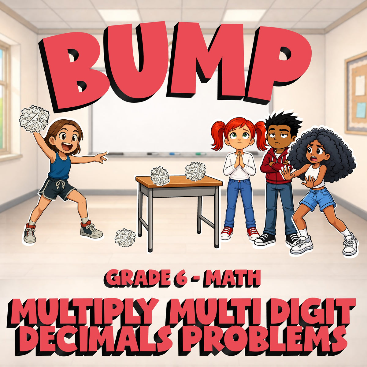 Multiply Multi Digit Decimals Problems BUMP Math Game - No Prep Grade 6 Review