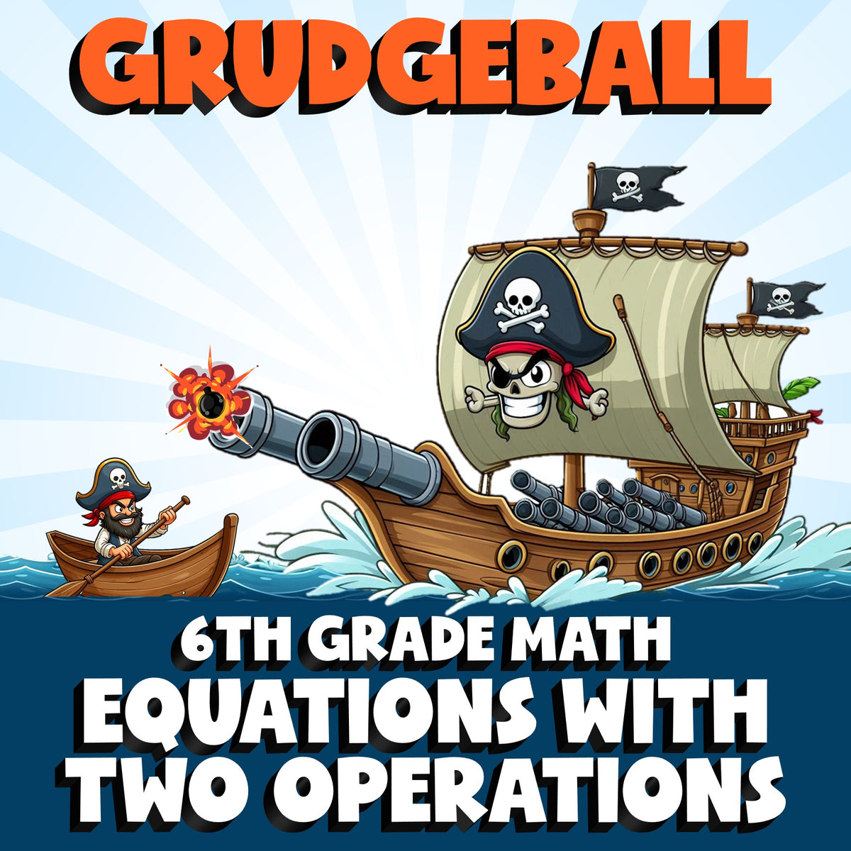 Equations with Two Operations GRUDGEBALL Math Game - No Prep Grade 6 Review