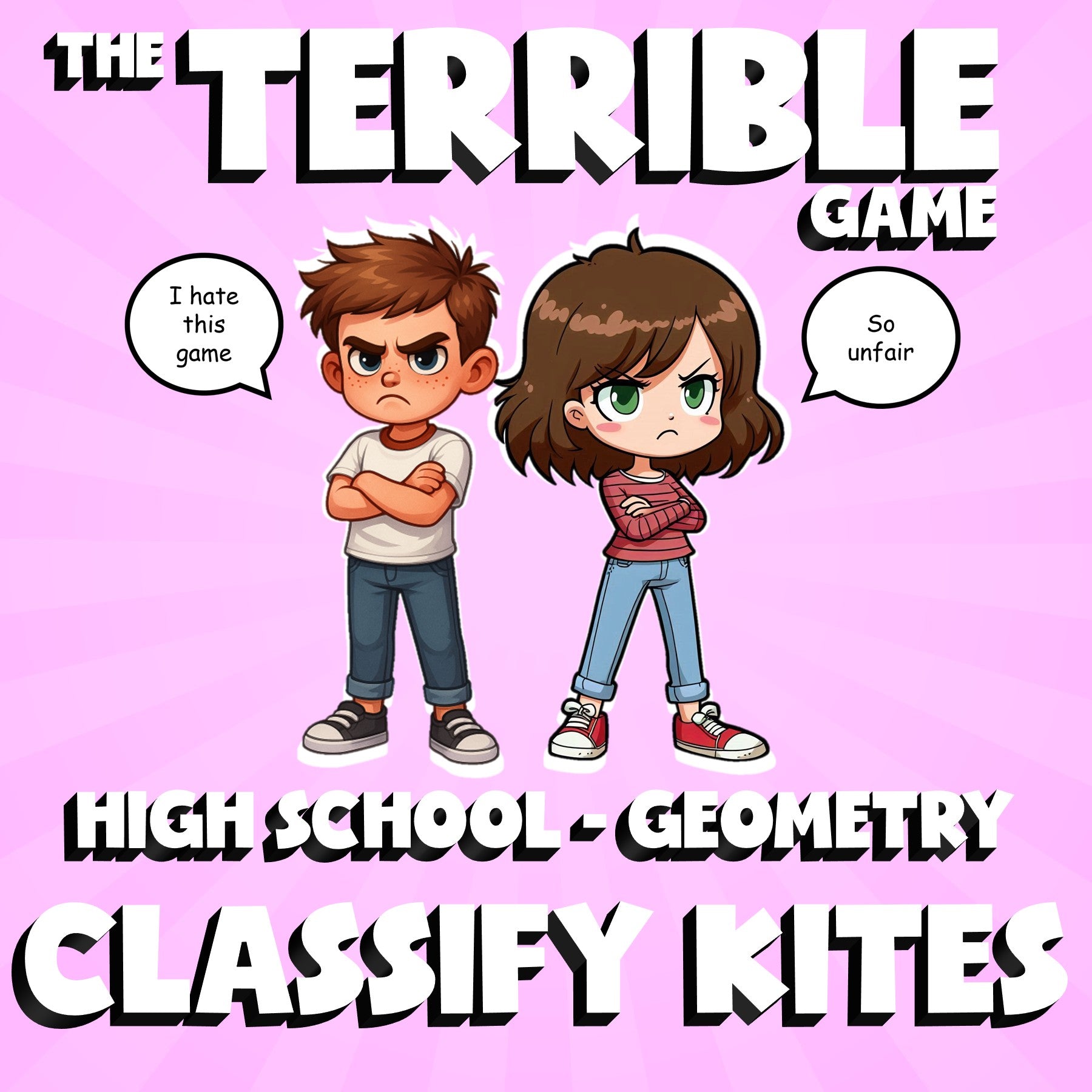 Classify Kites THE TERRIBLE GAME - No Prep Geometry Math Review Activity