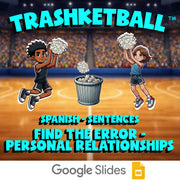 Find the Error - Personal Relationships TRASHKETBALL Spanish Game - No Prep