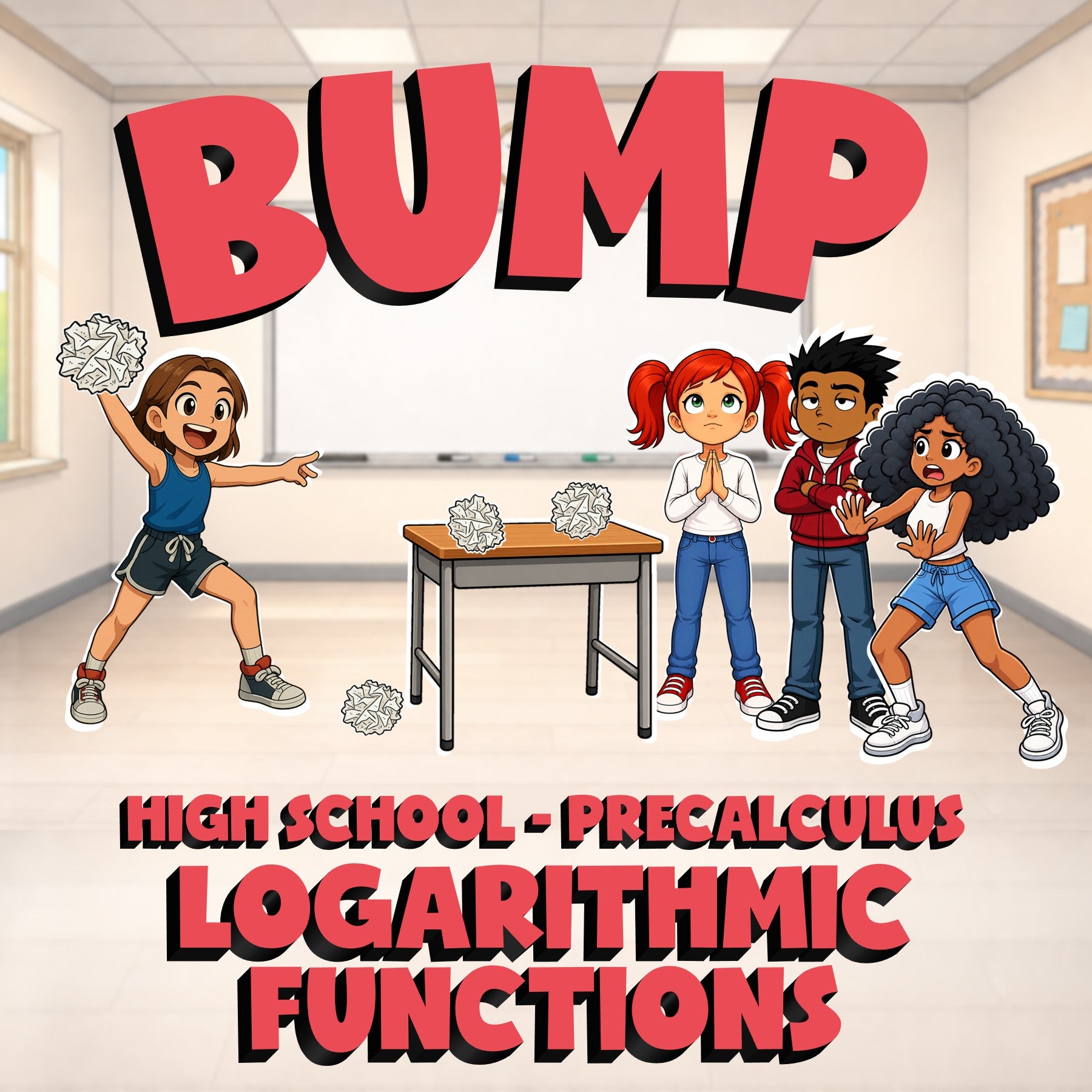 Logarithmic Functions BUMP Math Game - No Prep PreCalculus Review Activity