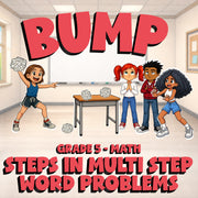 Steps in Multi Step Word Problems BUMP Math Game - No Prep Grade 5 Review