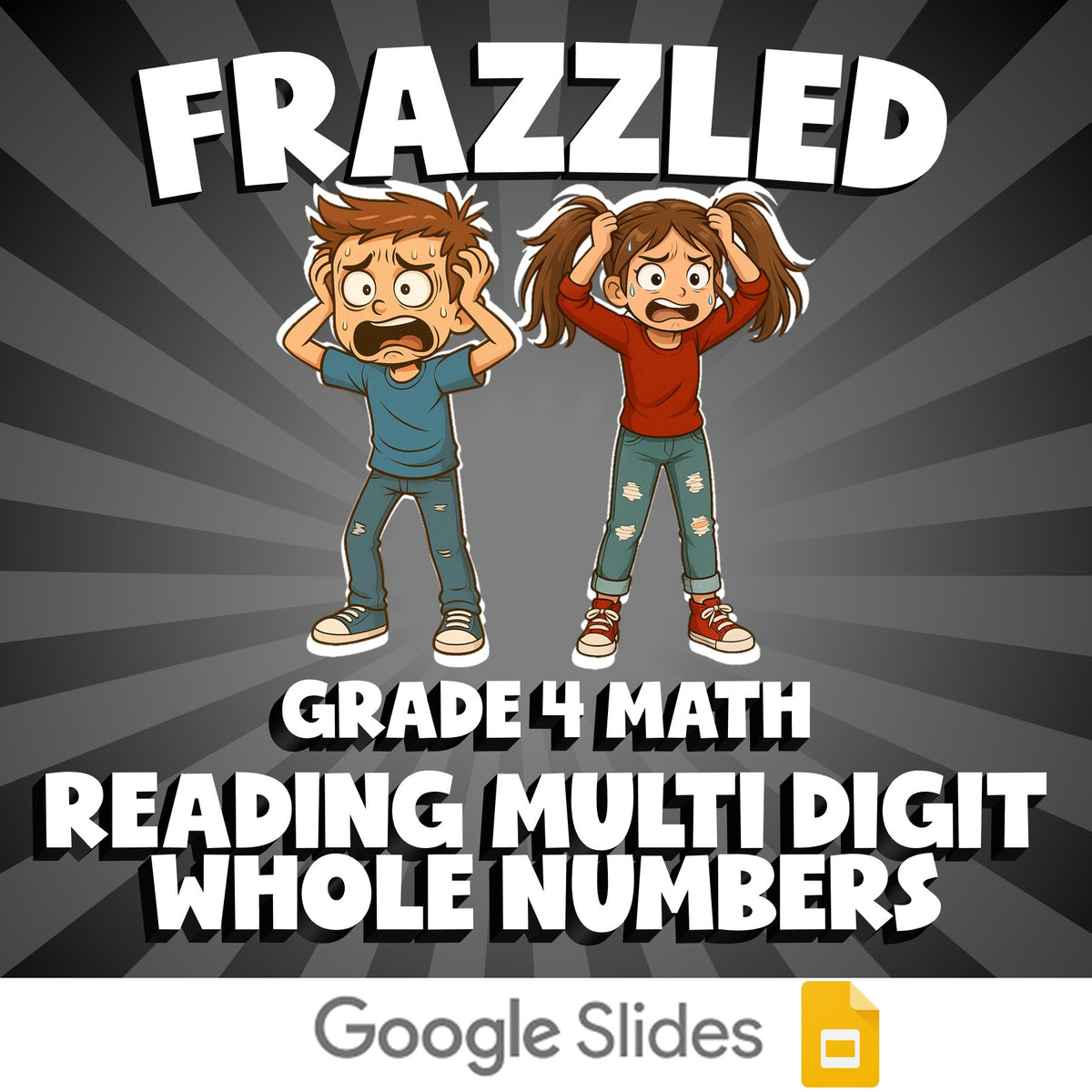 Reading Multi Digit Whole Numbers FRAZZLED Math Game - No Prep Grade 4 Review