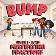 Multiplying Fractions BUMP Math Game - No Prep Grade 7 Review Activity