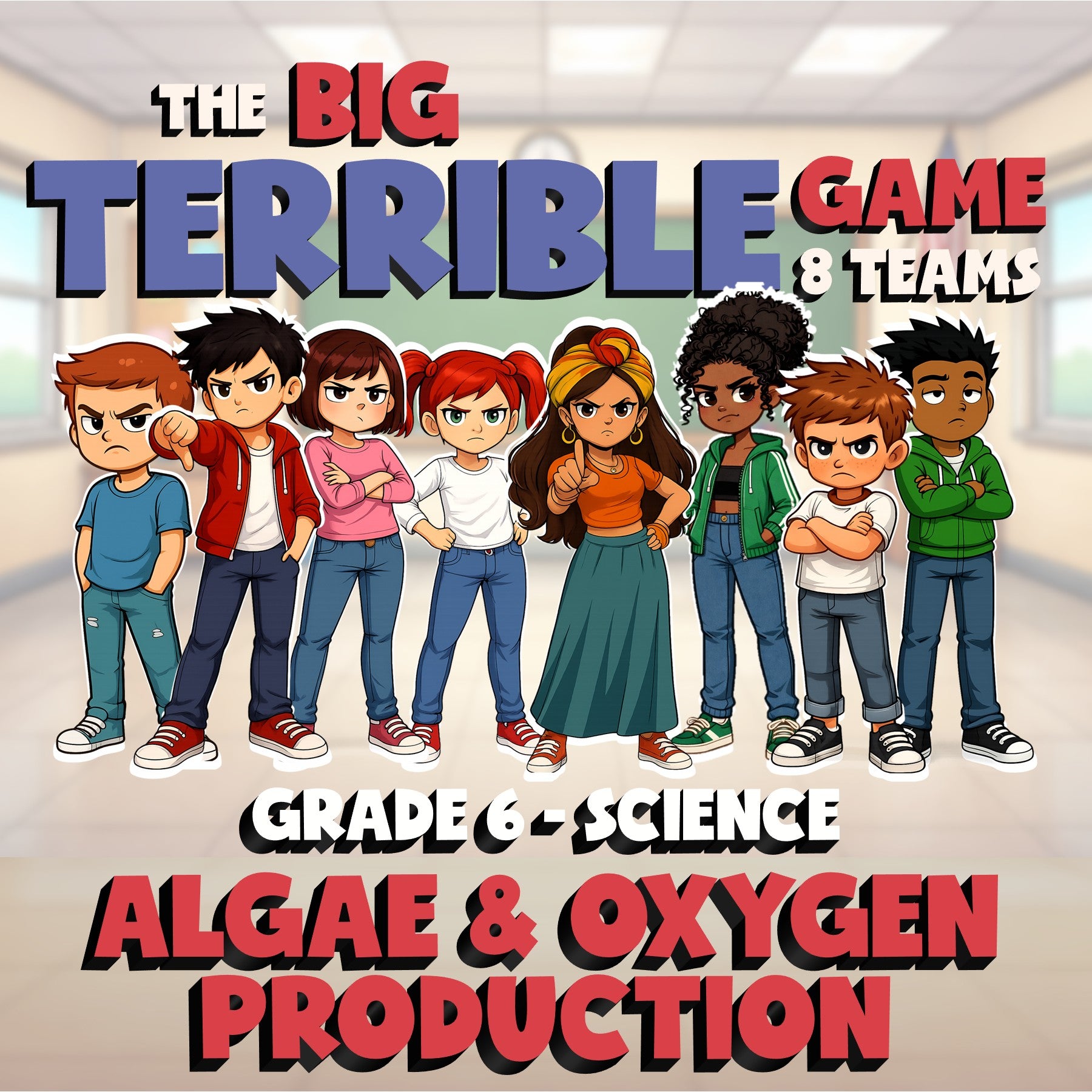 Algae & Oxygen Production BIG TERRIBLE GAME - No Prep Grade 6 Science Review