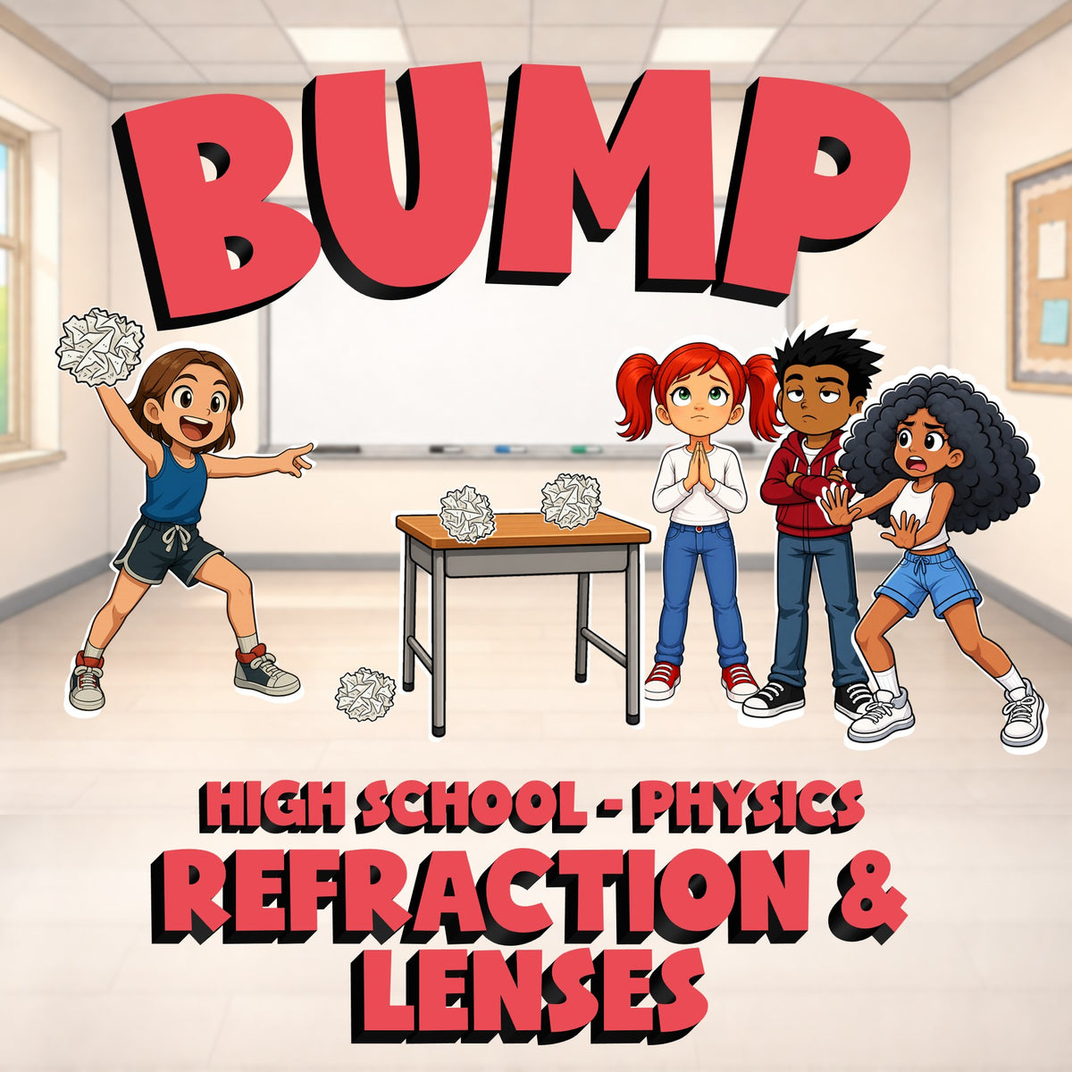 Refraction & Lenses BUMP Science Game - No Prep Physics Review Activity