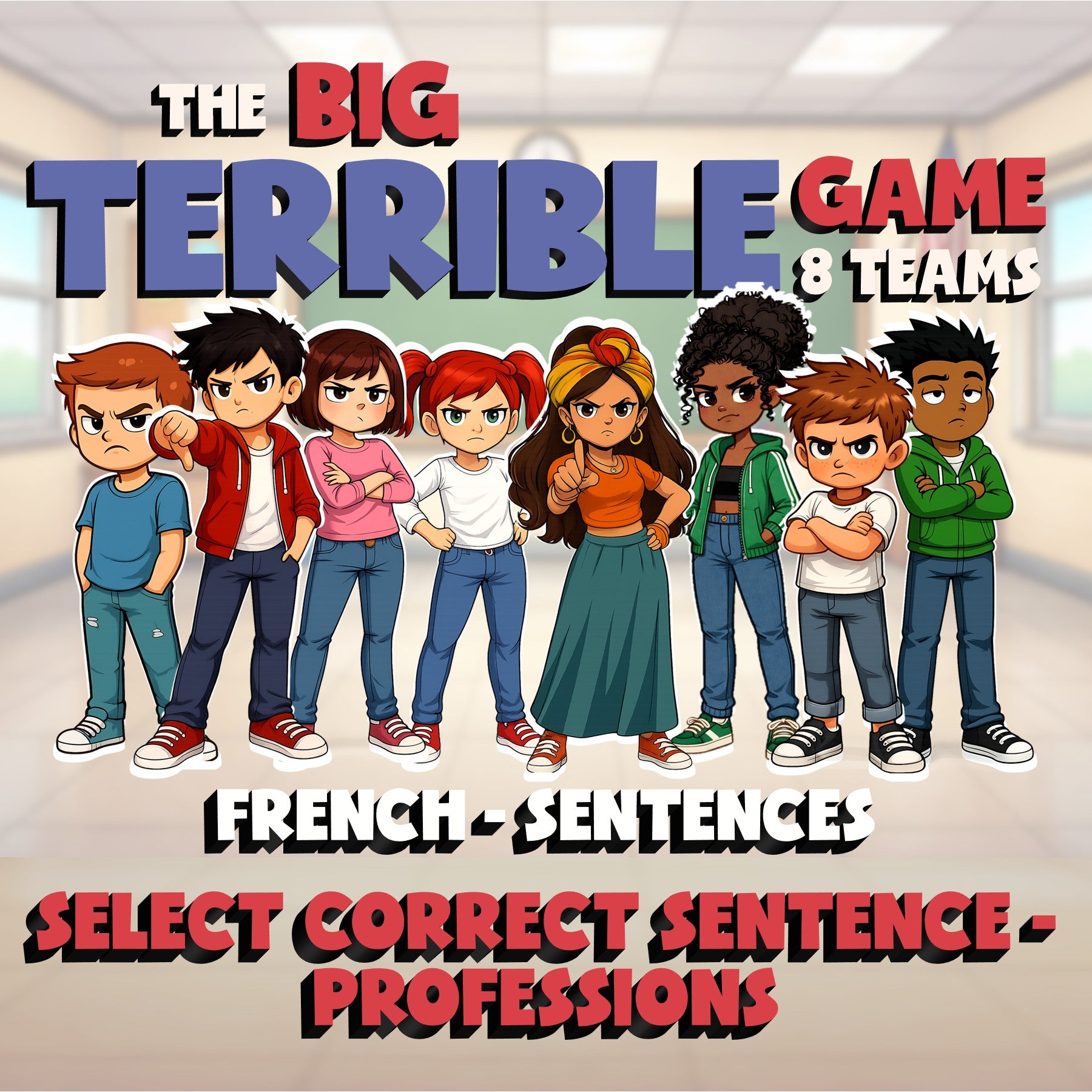 Select Correct Sentence - Professions BIG TERRIBLE GAME - French Exercise