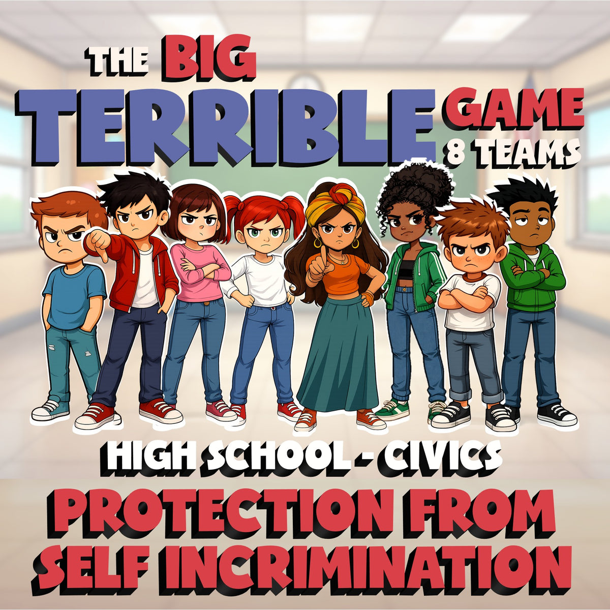 Protection from Self Incrimination BIG TERRIBLE GAME - No Prep Civics Review