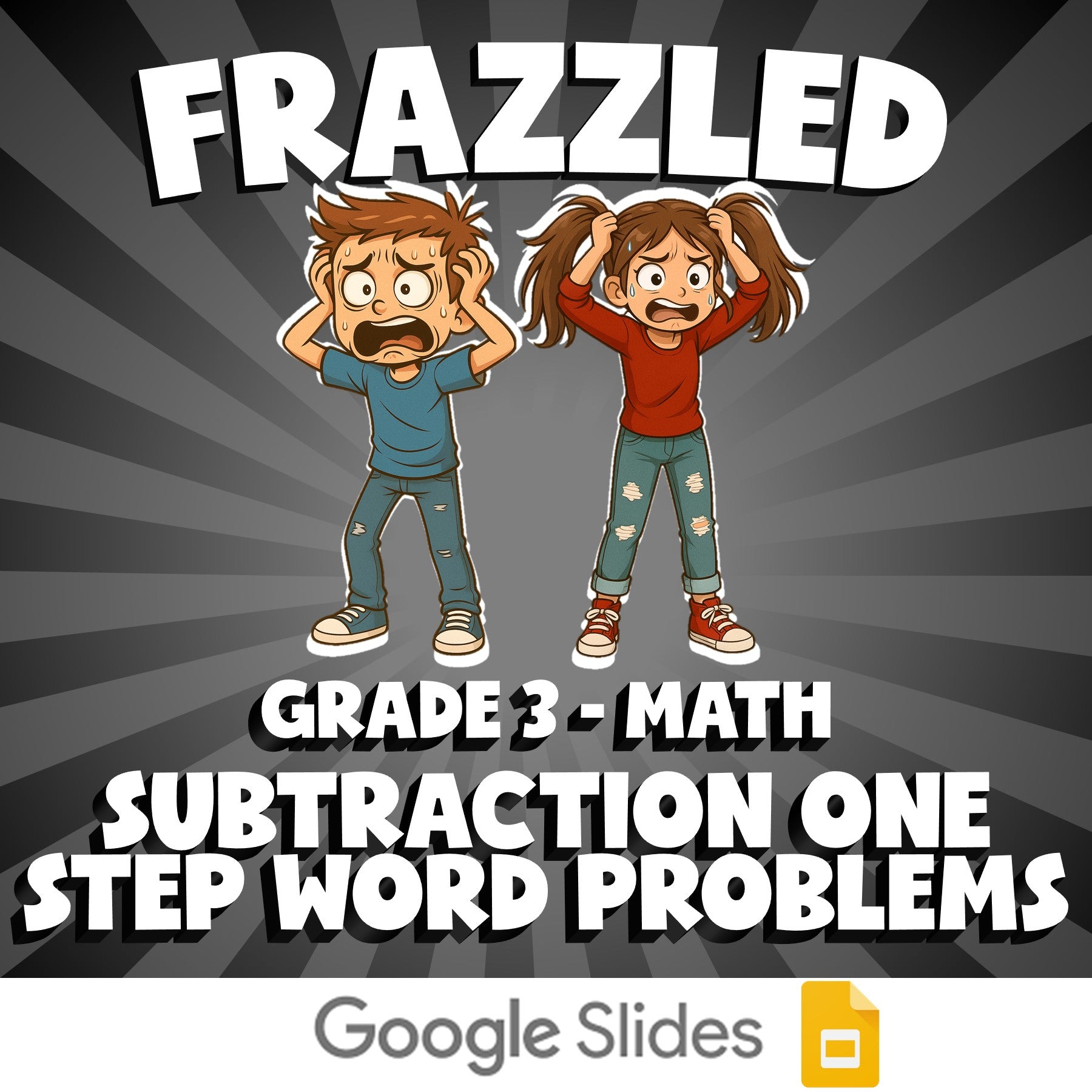 Subtraction One Step Word Problems FRAZZLED Math Game - No Prep Grade 3 Review