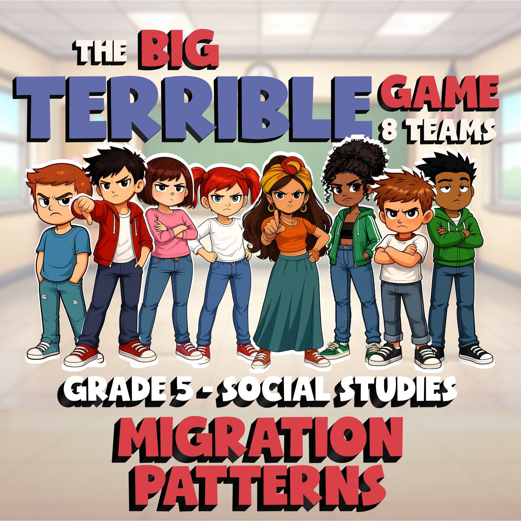 Migration Patterns BIG TERRIBLE GAME - No Prep Grade 5 Socials Review Activity