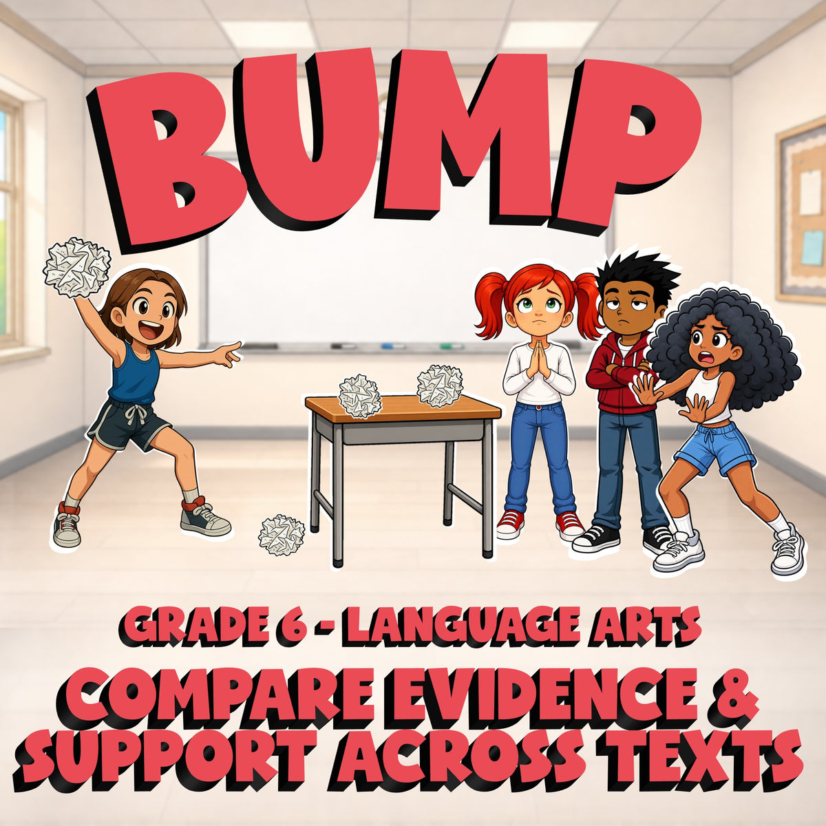Compare Evidence & Support Across Texts BUMP ELA Game - No Prep Grade 6 Review