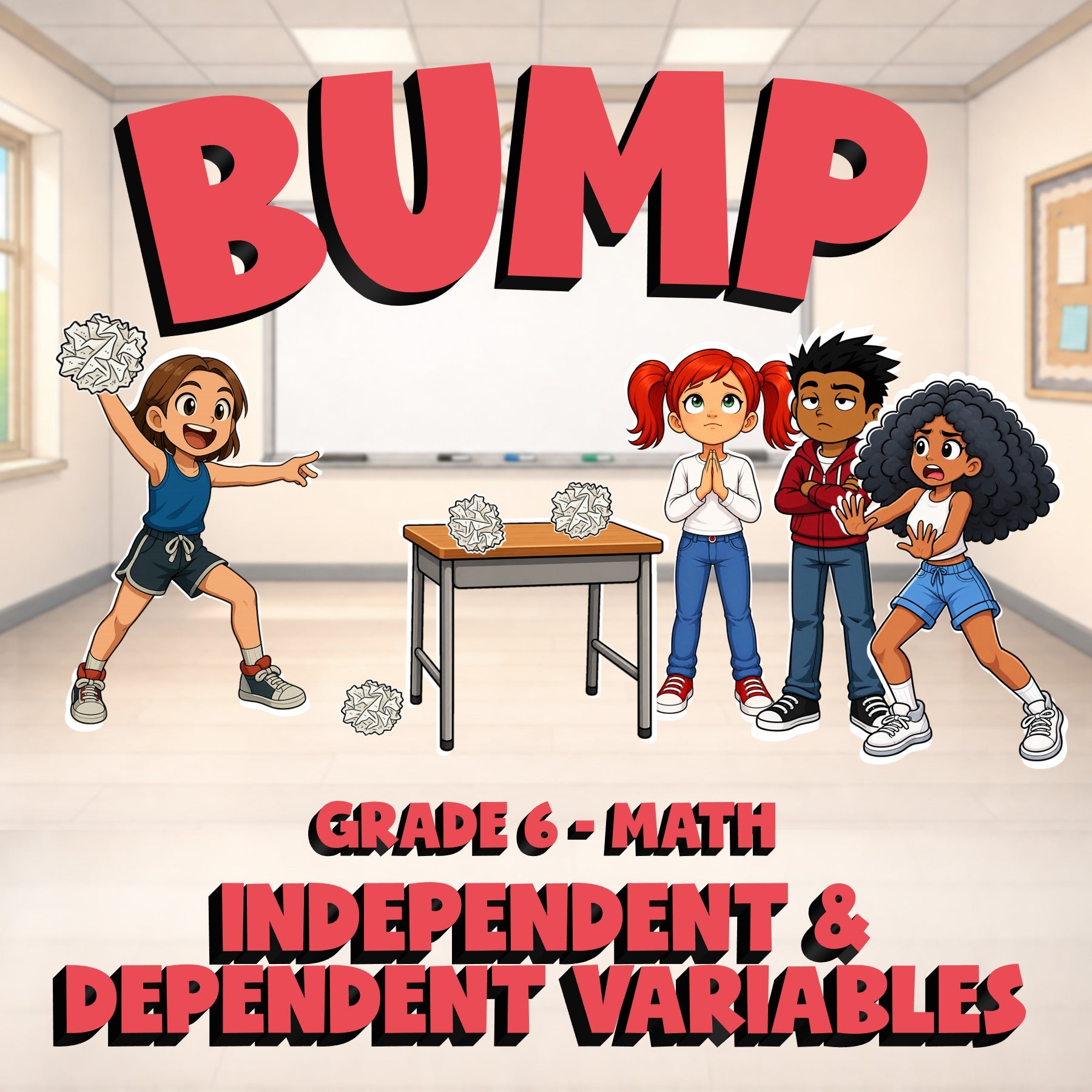 Independent & Dependent Variables BUMP Math Game - No Prep Grade 6 Review