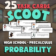 Probability SCOOT TASK CARDS Math Game - No Prep PreCalculus Review Activity