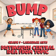 Distinguish Central Idea from Topic BUMP ELA Game - No Prep Grade 9 Review