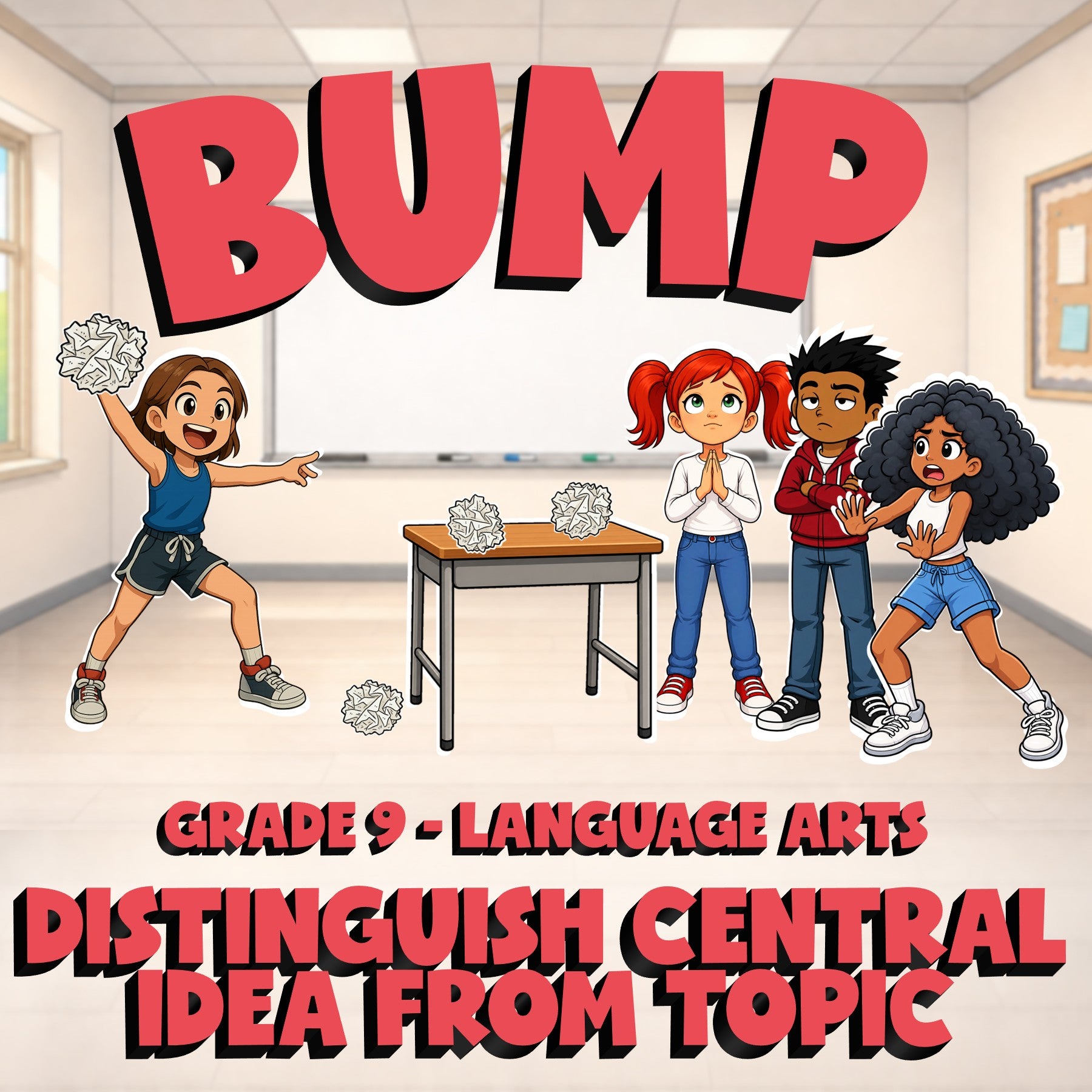 Distinguish Central Idea from Topic BUMP ELA Game - No Prep Grade 9 Review
