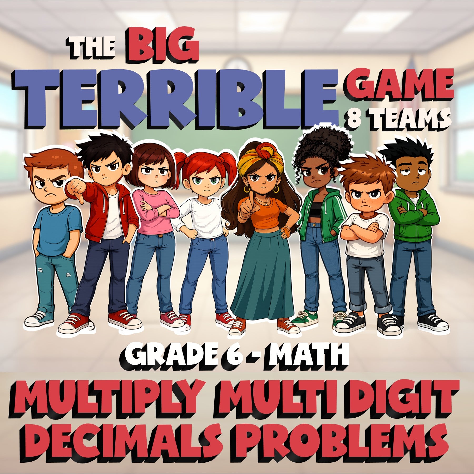 Multiply Multi Digit Decimals Problems BIG TERRIBLE GAME - Grade 6 Math Review