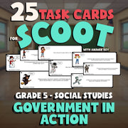 Government in Action SCOOT TASK CARDS Socials Game - No Prep Grade 5 Review