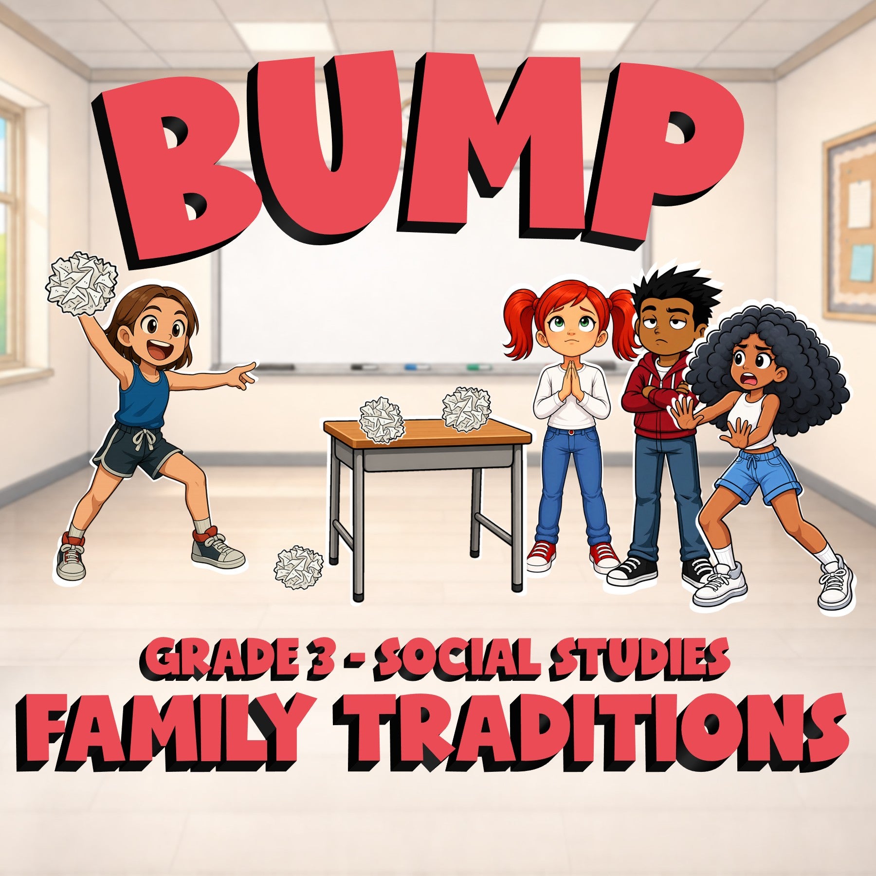 Family Traditions BUMP Socials Game - No Prep Grade 3 Review Activity