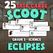 Eclipses SCOOT TASK CARDS Science Game - No Prep Grade 5 Review Activity