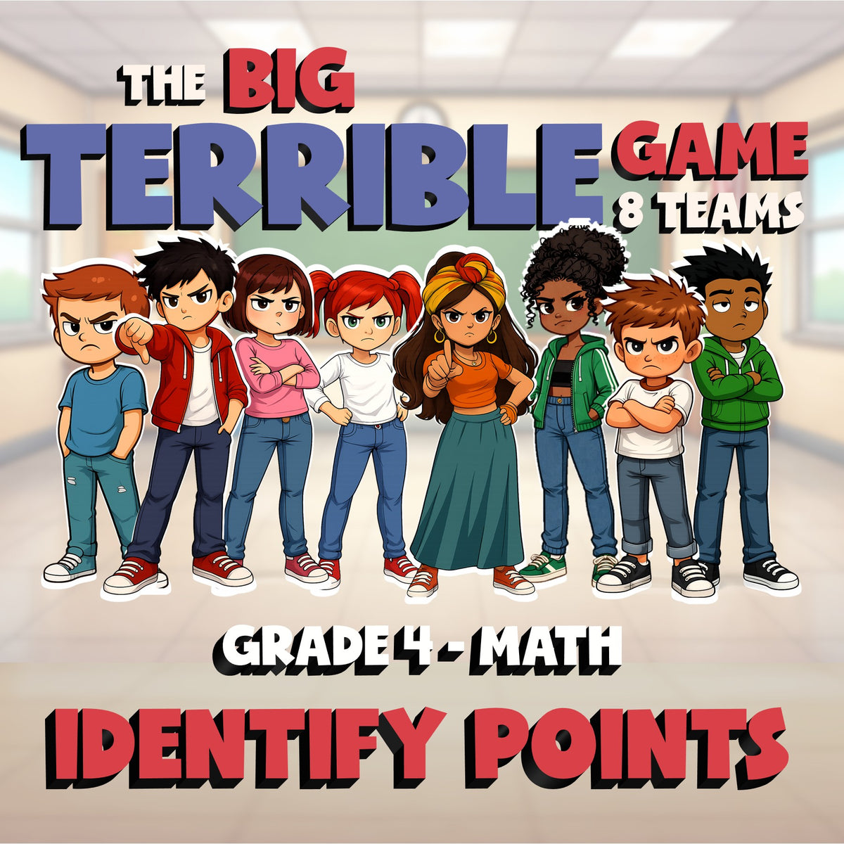Identify Points BIG TERRIBLE GAME - No Prep Grade 4 Math Review Activity