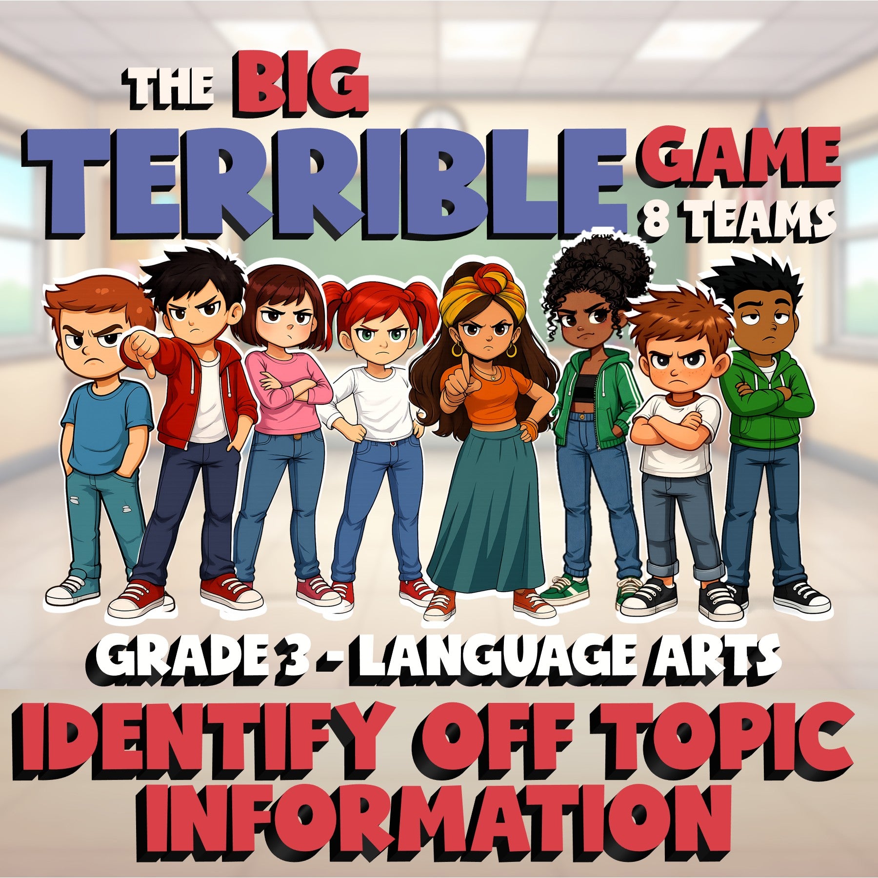Identify Off Topic Information BIG TERRIBLE GAME - No Prep Grade 3 ELA Review