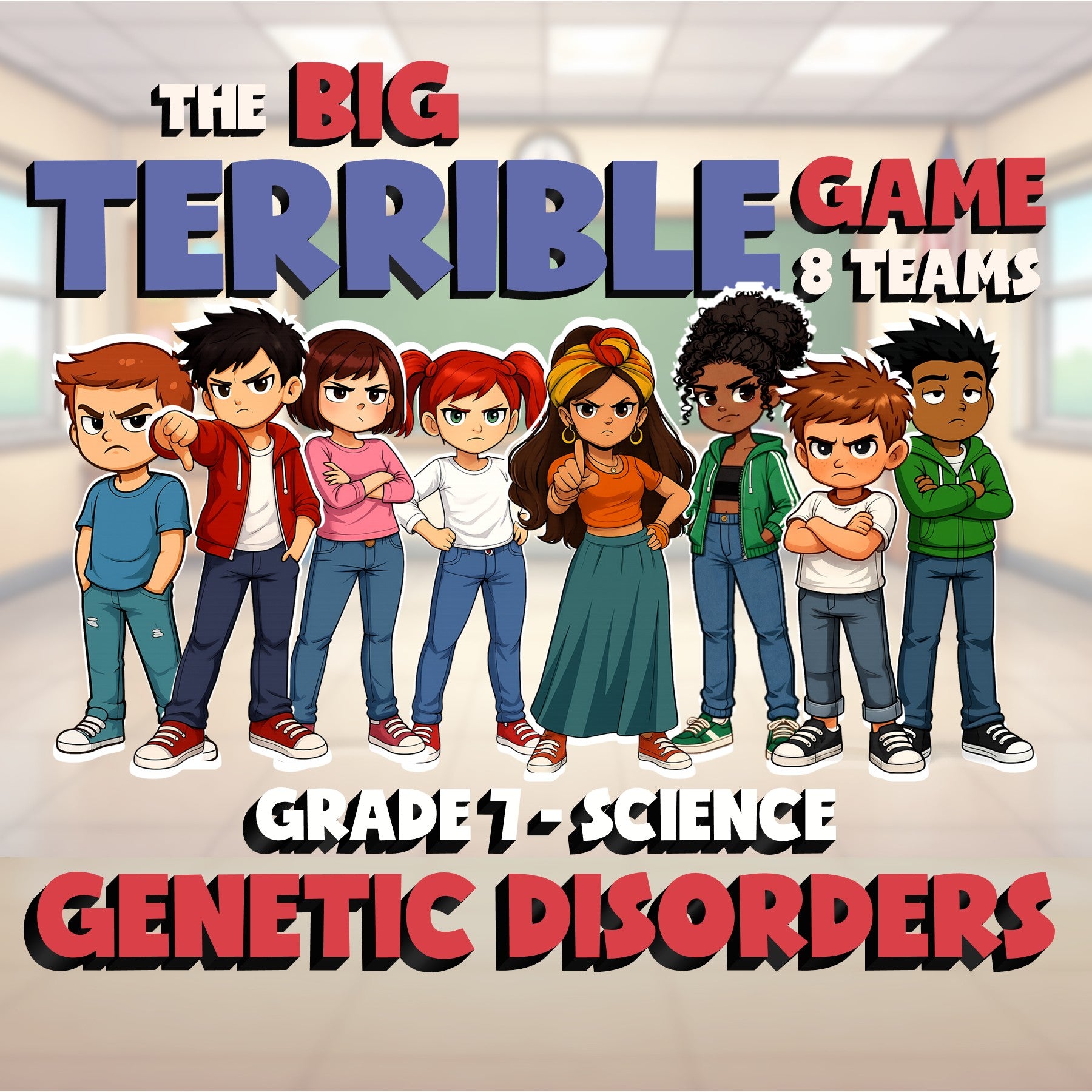 Genetic Disorders BIG TERRIBLE GAME - No Prep Grade 7 Science Review Activity