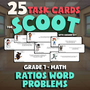 Ratios Word Problems SCOOT TASK CARDS Math Game - No Prep Grade 7 Review
