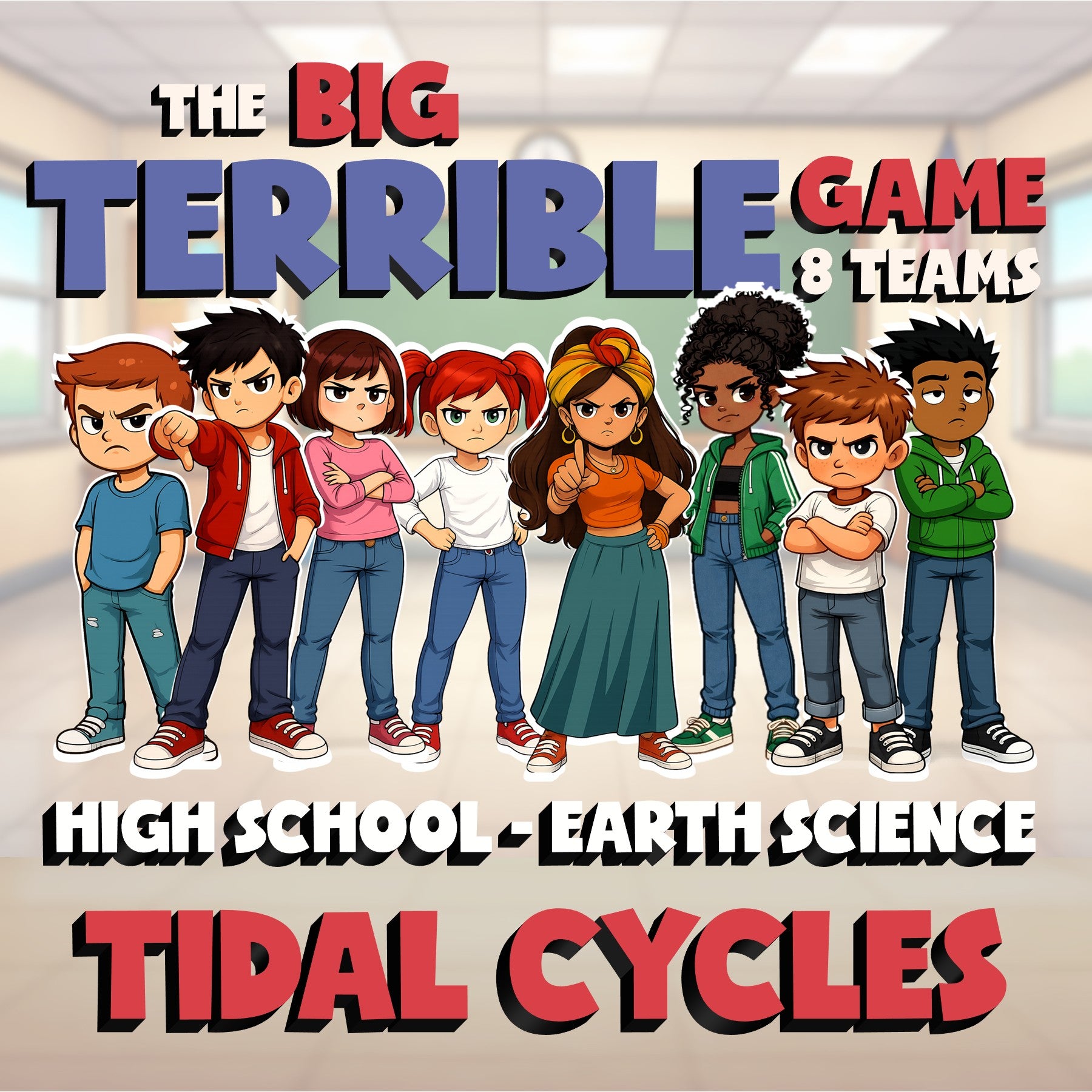 Tidal Cycles BIG TERRIBLE GAME - No Prep Earth Science Review Activity