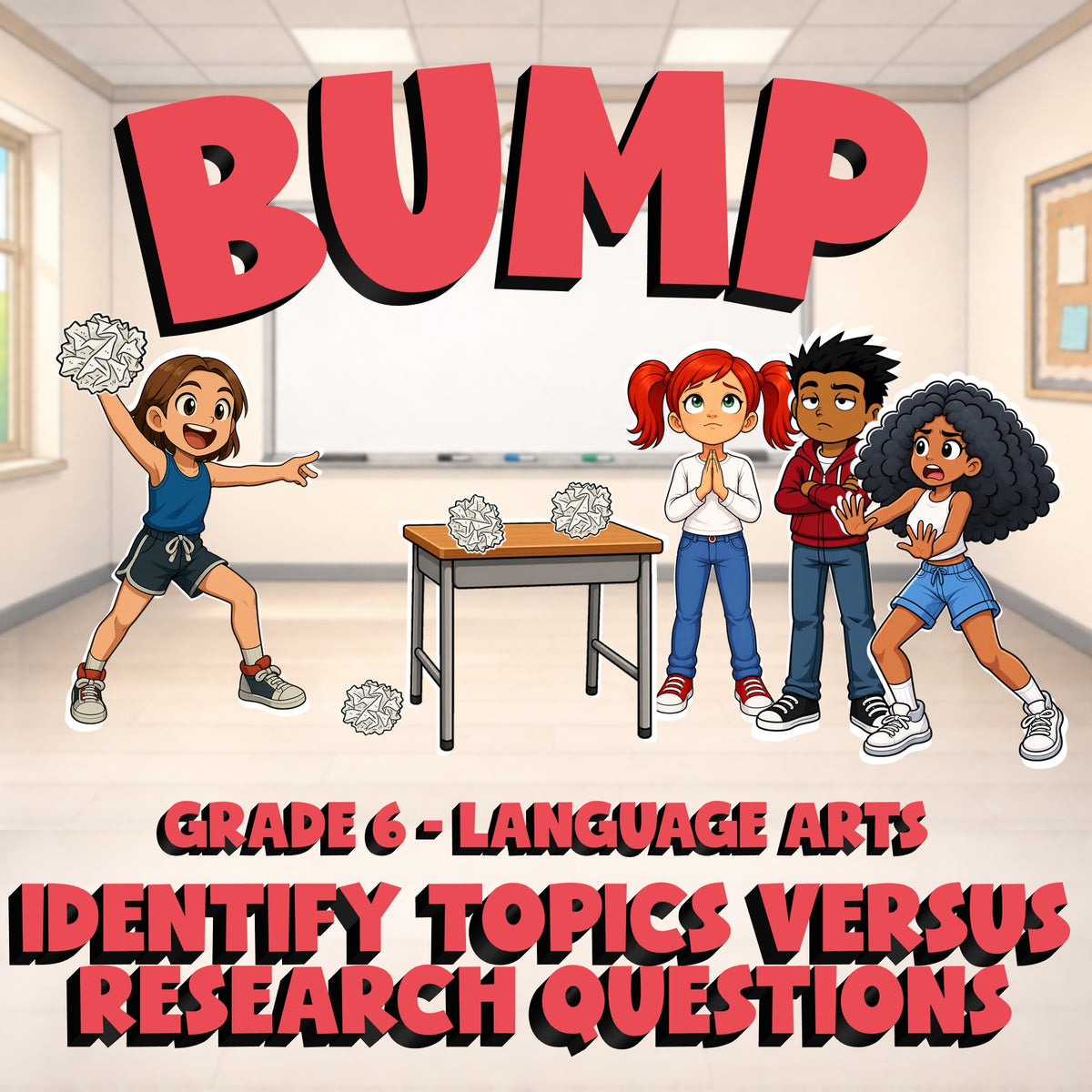 Identify Topics Versus Research Questions BUMP ELA Game - No Prep Grade 6 Review