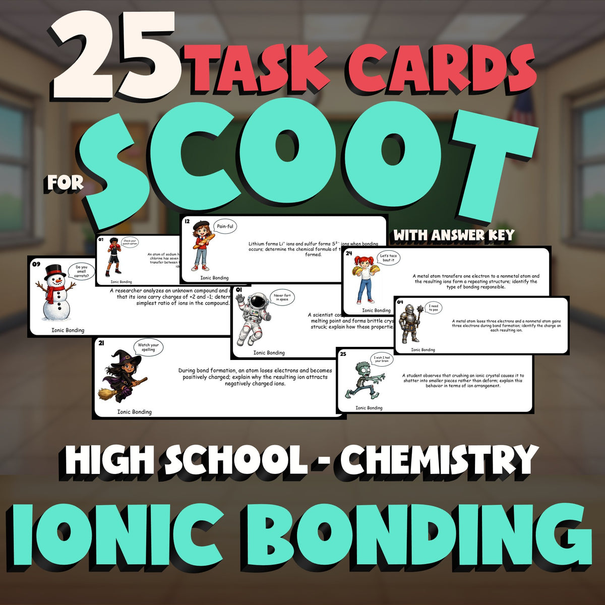 Ionic Bonding SCOOT TASK CARDS Science Game - No Prep Chemistry Review Activity