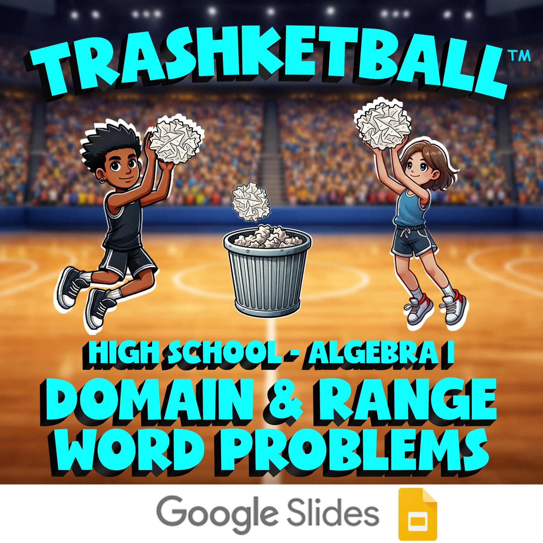 Domain & Range Word Problems TRASHKETBALL Math Game - No Prep Algebra 1 Review