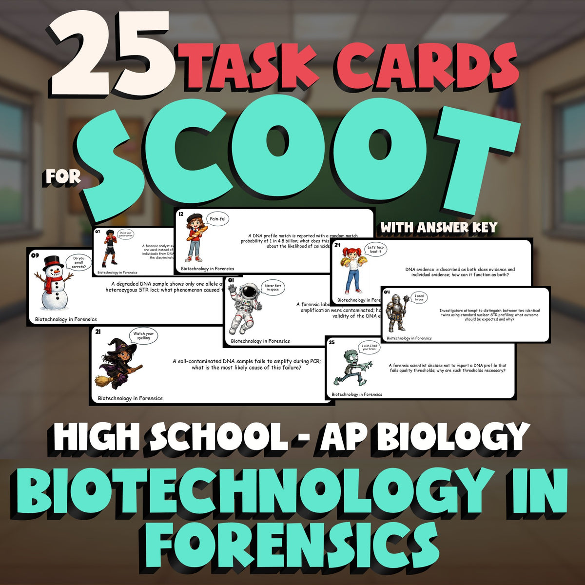 Biotechnology in Forensics SCOOT TASK CARDS Science Game - No Prep AP Biology