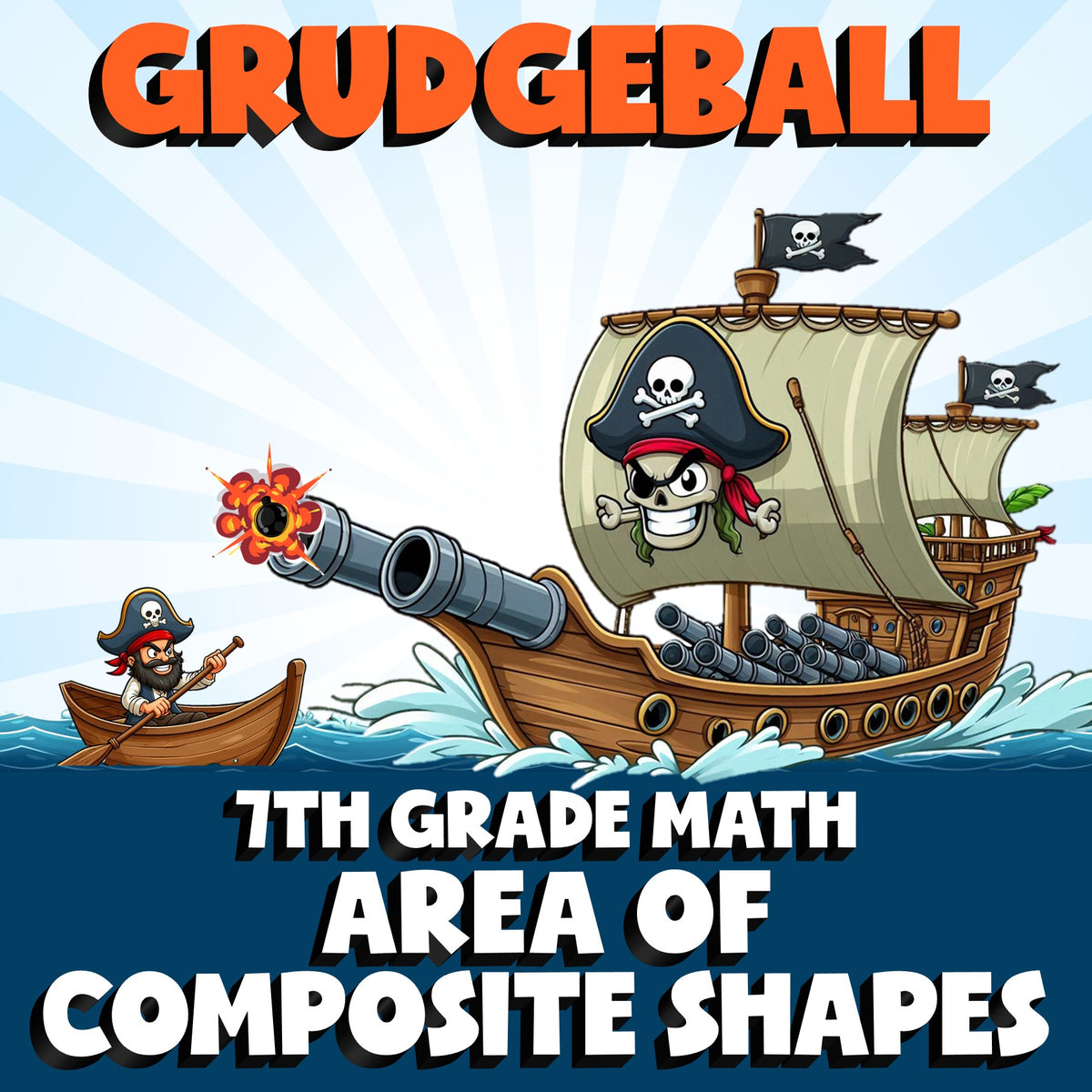 Area of Composite Shapes GRUDGEBALL Math Game - No Prep Grade 7 Review Activity