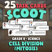 Cell Division (Mitosis) SCOOT TASK CARDS Science Game - No Prep Grade 8 Review